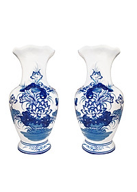 Combo lọ hoa hũ muối và hồ lô thờ cúng sứ Bát tràng men lam 