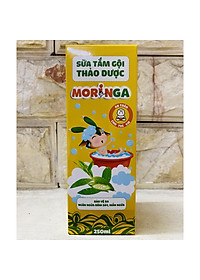 Sữa tắm gội thảo dược MORINGA - Ngăn ngừa rôm sảy, mụn nhọt, mẩn ngứa cho trẻ nhỏ và trẻ sơ sinh - 250ml