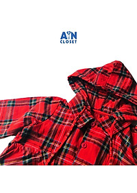 Áo khoác có nón unisex họa tiết Caro đỏ cotton - AICDBTHPJGRH - AIN Closet