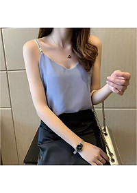 Áo 2 Dây Nữ New  Design Đính Ngọc Trai Mẫu Mới, Lụa Satin Mịn Mát, Phong Cách Vintage Trẻ Trung, Áo Có Nhiều Màu Và Đủ Size AO0004