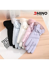 Găng tay Nữ giữ ấm lót lông cừu, chống gió Rhino G9022 cảm ứng điện thoại, đi xe máy