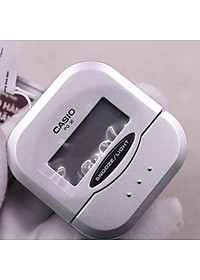 Đồng Hồ Báo Thức Du Lịch - Để Bàn Điện Tử Casio PQ-30-8DF Màu Xám Trắng 6X6cm