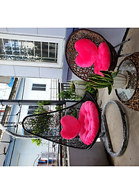 Bộ bàn ghế sân vườn + xích đu NAVICOM - Nệm  vải nhung hồng