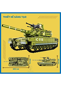 Đồ chơi lắp ráp sáng tạo xe tăng chủ lực Merkava MK-4, 475 chi tiết nhiều kiểu chơi vui nhộn cho bé