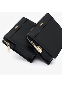 Clutch Da Hàng Hiệu Ví Nam Cầm Tay Công Sở GENCE HT11 Da Bò Cao Cấp Màu Đen Hai Phân Loại Khóa Thường Và Khóa Số