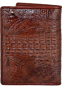 Ví Nam Da Cá Sấu Nguyên Con Kiểu Đứng Huy Hoàng HT2239 (12.5 x 10 cm) - Nâu Đất