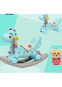 NGỰA BẬP BÊNH có BÁNH XE cho bé - có bộ phát nhạc - Màu ngẫu nhiên