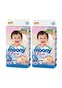 Combo 2 Gói Tã Dán Cao Cấp Moony Nhật Bản L54 (54 Miếng )