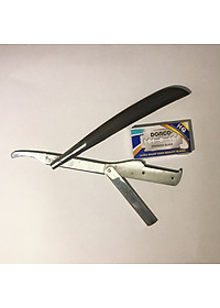 Dao Cạo Râu Tóc Mặt Tỉa Chân Mày Cán Gỗ Sơn Đen Bọc Thép  Đa Năng Tặng Kèm 10 Lưỡi Cạo