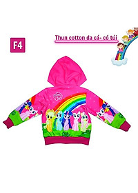 Áo khoác bé gái hình cầu vồng từ 11-43kg - Chất liệu thun cotton da cá in 3D