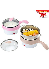 Nồi lẩu điện mini chống dính có tay cầm, xửng hấp đa năng - JL