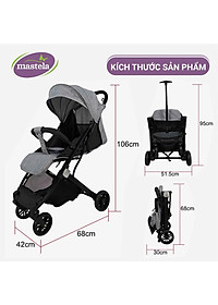 Xe đẩy gấp gọn cho bé Mastela HN-275 - Xe đẩy em bé sơ sinh cao cấp với tay kéo du lịch tiện lợi và khung aluminium siêu bền bảo hành 12 tháng