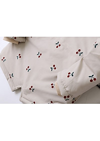 Áo khoác cho bé gái 4-14 tuổi hình quả chery bên trong lót lông ấm áp