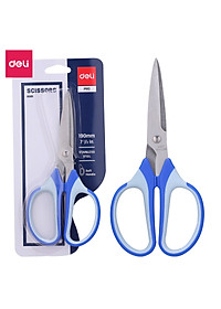 Kéo Văn Phòng 190Mm Deli, Đen/Xanh - E6001