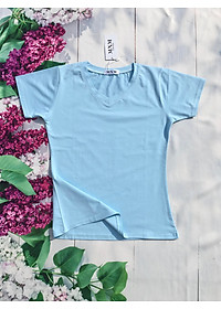 Áo thun nữ trơn cổ tim tay ngắn thun cotton 4 chiều form ôm body MXM ( ANU007 )