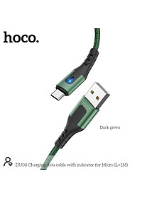 Cáp Sạc Micro-USB Có Đèn Cho Android, Samsung,... Hoco DU08 1M/2M, Cáp Dây Dù Siêu Bền, Sạc Nhanh 2.4 - Hàng Chính Hãng