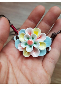 Vòng cổ gốm Vintage hoa 3D thời trang VGOM39
