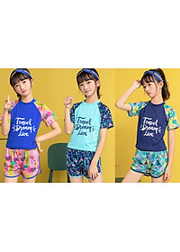 Đồ Bơi Bé Gái Hai Mảnh BB030 MayHomes Áo Ngắn Tay Quần Short Màu Sắc Dễ Thương