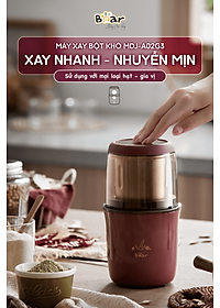 Máy Xay Cà Phê, Máy Xay Hạt Thực Phẩm Khô Đa Năng BEAR MDJ – A02G3 Chế Độ Xay Cực Êm Dung Tích 200 ML Công Suất 200 W- Hàng Chính Hãng
