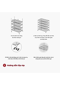 Kệ sắt đa năng 5 tầng tùy chỉnh mặt lưới, khung thép carbon