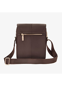 Túi Đeo Chéo Nam Hàng Hiệu GENCE TD09 Da Bò Mềm Cao Cấp Màu Nâu Đậm Dáng Dọc