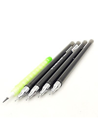 Vỉ 4 Bút Bi Mực Gel Xóa Được Nắp Đậy - 0.5mm Stacom-VGBP104_A - Mực Đen - Kèm 1 Bút Chì PC202