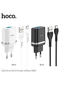 Bộ sạc nhanh Hoco C12Q 18W Type-c Smart hỗ trợ QC3.0 - Hàng chính hãng