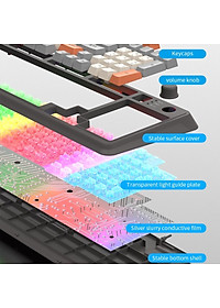Bàn Phím Led Rainbow Gaming Giả cơ K82 có núm chỉnh âm lượng cho máy tính , laptop hàng nhập khẩu
