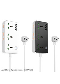 Ổ cắm điện đa năng sạc nhanh cổng typeC có 3 cổng USB và 1 cổng Type-C có 3 lỗ cắm tải 2500W dây dài 1.5m - Hàng nhập khẩu