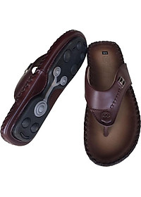 Dép nam xỏ ngón Trường Hải da bò thật cao cấp mềm mại đế âm mặt đế cao su không trơn  THXN074