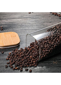 Hũ Thủy Tinh Vuông Nắp Gỗ Tre Kín Hơi Đựng Thực Phẩm, Gia Vị Tiện Dụng