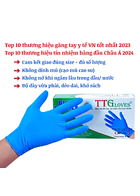 Găng Tay Cao Su Y Tế Size XL Không Bột Nitrile TTGLOVES Màu Xanh (100 Chiếc) 