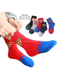 Tất trẻ em 2 - 6 tuổi cổ cao cho trai bé gái hình siêu nhân batman siêu anh hùng chất cotton thoáng mềm cá tính TA14