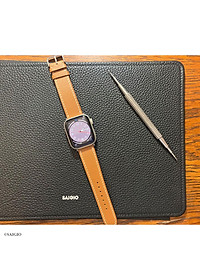 Dây Đồng Hồ Apple Watch 49mm 46mm 45mm 44mm 42mm, Chất Liệu Da Bê EPSOM Thảo Mộc Cao Cấp, Nhập Khẩu Từ Châu Âu, Dây Đeo Phong Cách Hiện Đại và Sang Trọng, Tương Thích Các Phiên Bản Series Ultra2/Ultra/SE2/SE/10/9/8/7/6/5/4/3/2/1