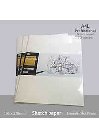 Giấy vẽ chuyên dụng A4L cao cấp, giấy vẽ nhập từ Ý có vân nhẹ màu trắng tự nhiên, giấy vẽ đẹp được cả 2 mặt, giấy dày 250gsm A4L 10 tờ (A4 Thickening Art Special Sketch) Green Art - Hàng chính hãng