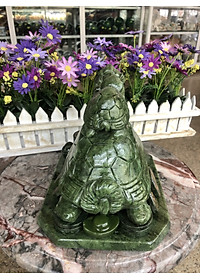 Tượng Long Quy ( Rùa đầu rồng ) cõng con phong thủy đá ngọc Ấn Độ - Dài 22 cm