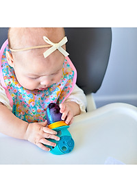 Túi nhai ăn dặm chống hóc silicon kèm gặm nướu và nắp làm kem cho bé Marcus & Marcus, từ 6 tháng - Ollie