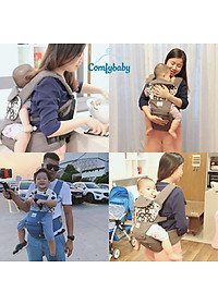 Địu ngồi trẻ em cao cấp siêu mềm - siêu thoáng 4 tư thế Comfybaby CF119HC003 cho bé từ sơ sinh tới 36 tháng có mũ đỡ đầu