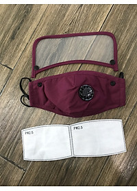 Khẩu trang vải có van lọc khí kèm miếng chắn nhựa ngăn giọt bắn cao cấp