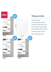 Giấy Vẽ Chuyên Dụng Deli 265X380Mm - 110/160/180Gsm, 20 Tờ - 1 Quyển - 73607/73611/73613
