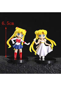 Bộ 6 đồ chơi mô hình Thủy Thủ Mặt Trăng Sailor Moon cao 7 cm (tặng kèm chân đế)