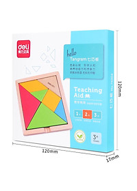 Bộ đồ chơi gỗ lắp ghép xếp hình tam giác tangram puzzle 7 miếng Deli - Đồ chơi giáo dục tư duy trí tuệ cho bé từ 3 tuổi - 74304