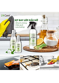 Xịt nhà bếp tinh dầu 24CARE 50ml/100ml/250ml - Xịt lau chùi bếp, bề mặt bị dính bẩn, diệt bề mặt dính vi khuẩn, không khí chứa vi khuẩn.