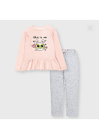 Bộ bé gái BIGFOX - MISS MEOW thu đông  size đại, bộ dài tay cho bé phong cách Hàn Quốc in thỏ đeo kính THIS IS ME 11 - 38 kg