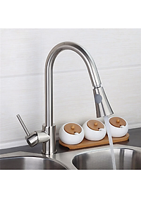 Vòi rửa chén KG53 nóng lạnh dây rút cao cấp inox304, dùng cho mọi bồn rửa chén bát nhà bếp, dây rút dễ tiện dụng ,2 chế độ nước kèm dây nóng lạnh 40cm - Hàng chính hãng