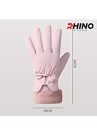 Găng tay Nữ giữ ấm lót lông cừu, chống gió Rhino G9022 cảm ứng điện thoại, đi xe máy
