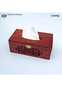 Hộp giấy ăn gỗ Hương cỡ lớn hàng VIP - Đục Khắc Hoa Văn Tinh Xảo/ Độc Đáo/ kiểu cách phương Đông - CTH752