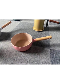 Chảo Chống Dính Sâu Lòng Đáy Từ Vân Tổ Ong Size 18cm Có Tay Cầm Gỗ-Nồi Nấu Mì Màu Pastel Lúa Mạch- Hàng Loại 1 Chính Hãng MINIIN