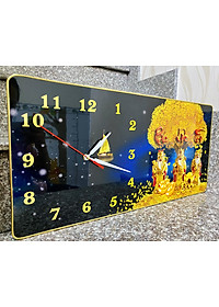 Tranh đồng hồ tráng gương treo tường phúc lộc thọ tranh cây kim tiền bo viền khung tặng pin và đinh 3 chân BIN DECOR