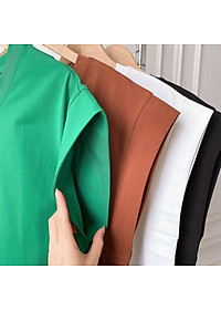 Áo cánh dơi cộc tay cotton cổ tròn, co giãn, rộng